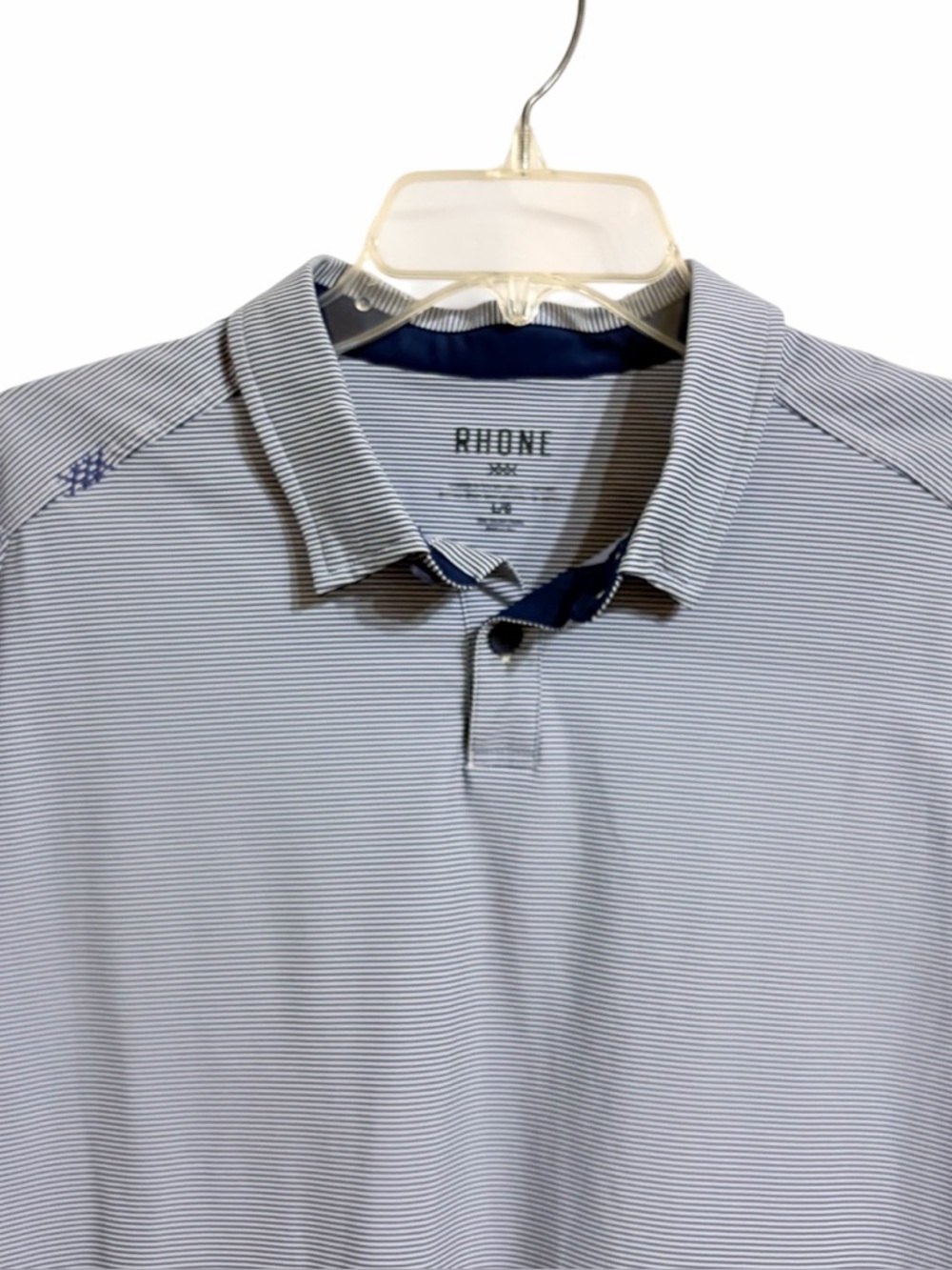Rhone Commuter Stripe Performance Polo Shirt Mens XXL Blue Short Sleeve Golf